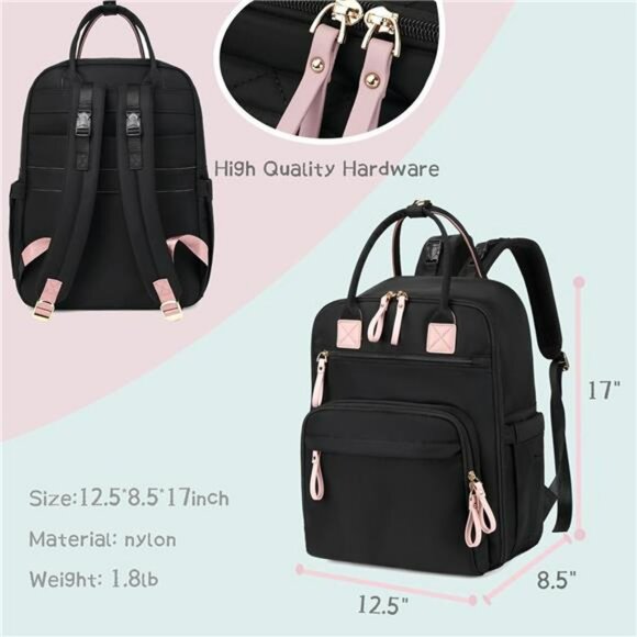 Large Diaper Bag Backpack Tote 18 Pockets Waterproof Baby Travel Bag Black - Picture 6 of 7